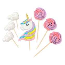 Figurka cukrowa dekoracja topper jednorożec ozdoby na tort unicorn lizaki bezowe